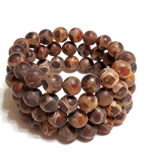 Men's Bracelet Large Wrist No Worries Wrap Style Tibetan DZI Agate Gemstones